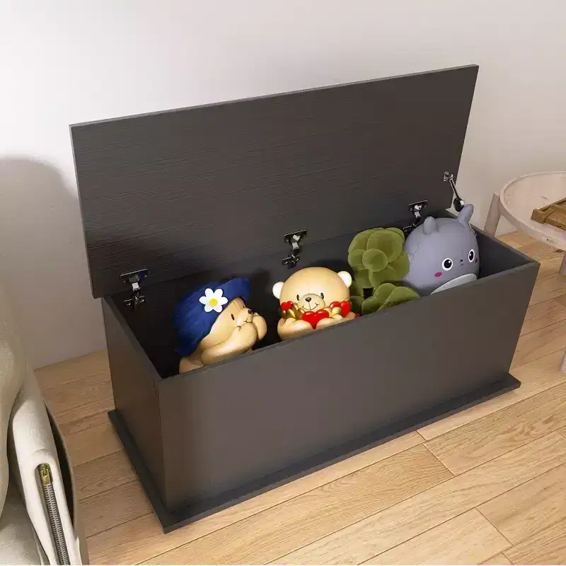 Lift Top Storage Chest Trunk Wood Box Retro Toy Box Organizer With Safety Hinge For Entryway Bench Organizer Home Furniture Black