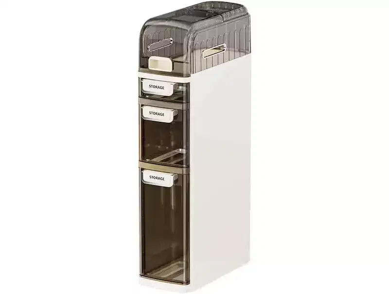 4 Tier Bathroom Floor Cabinet, Narrow Storage Cabinet with Clear Drawers, Free Standing Shelf Unit, Slim Organizer for Bathroom or Office,18x41x78cm