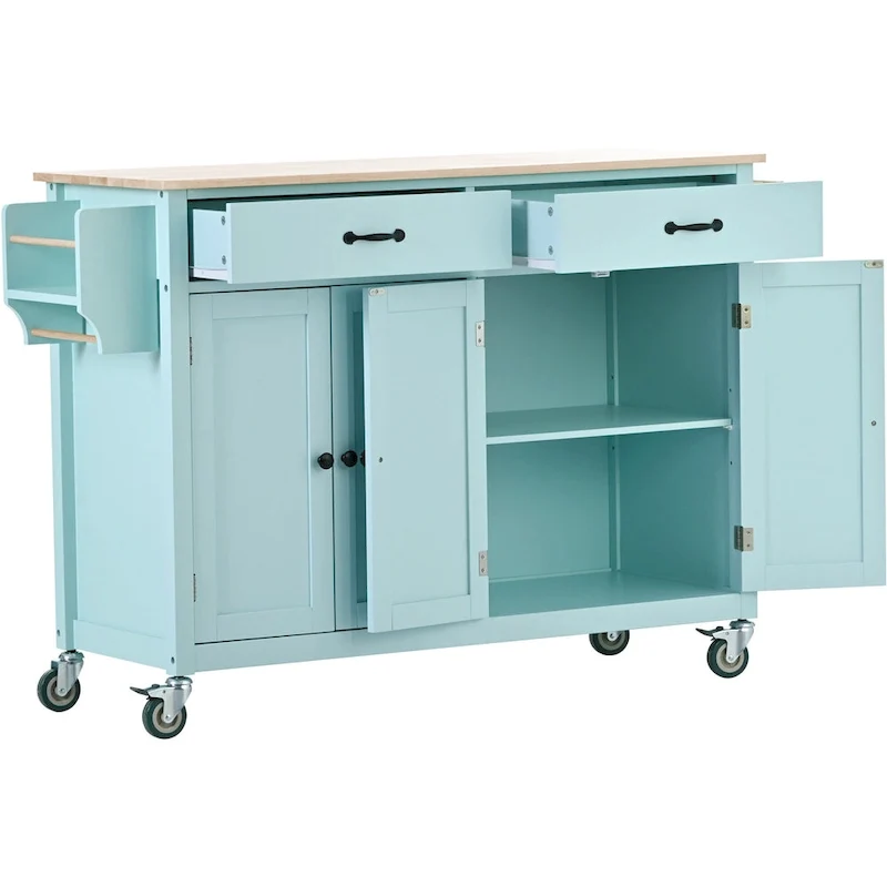 Kitchen Island Finish with Wood Top Kitchen Cart