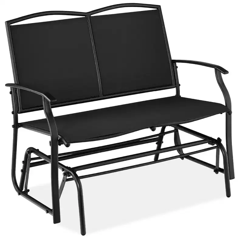 Best Choice Products 2-Person Outdoor Swing Glider, Steel Patio Loveseat, Bench Rocker w/ Armrests