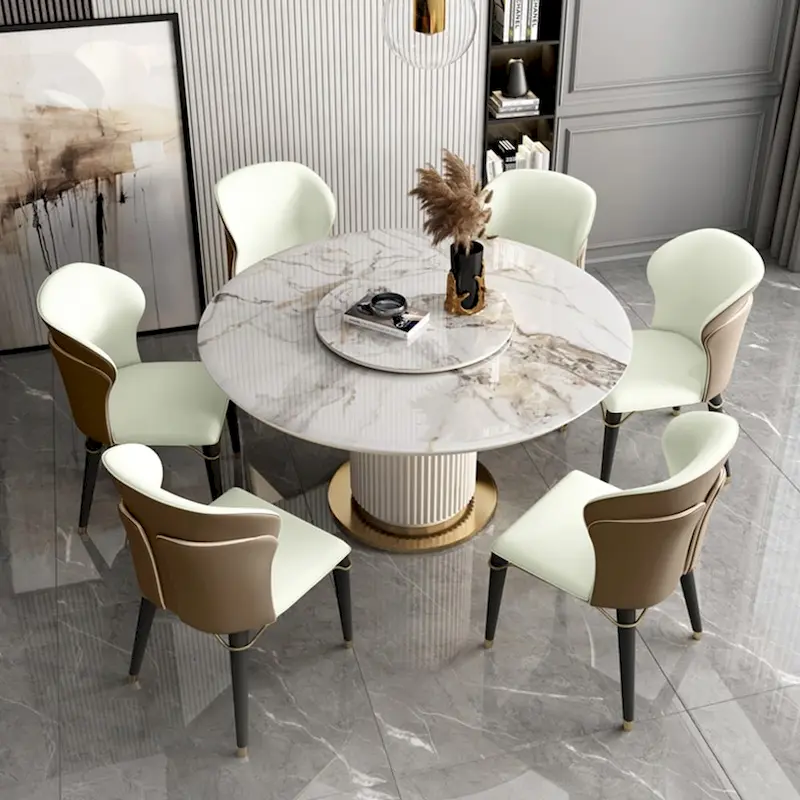 Modern Dining Chair Wingback Side Chair PU Leather Upholstery, Carbon Steel Legs, Brown, Set of 2, Fully Assemble