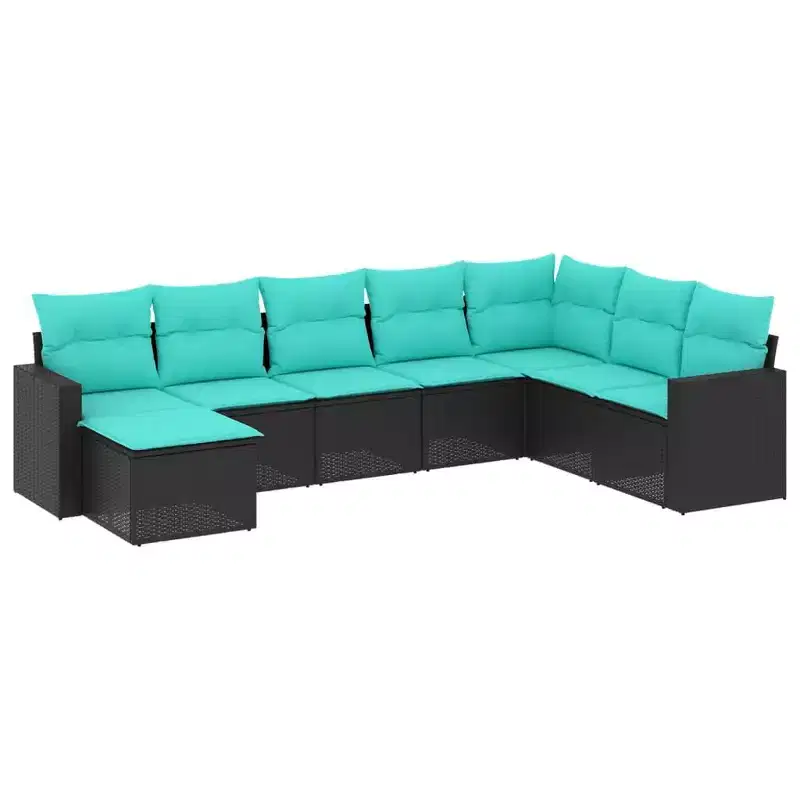 vidaXL 8 Piece Patio Sofa Set with Cushions Poly Rattan