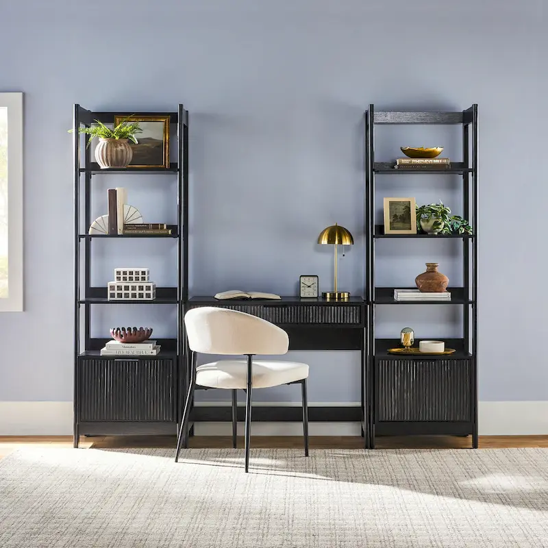 Middlebrook 3-Piece Set Writing Desk with 2 Narrow Bookcases