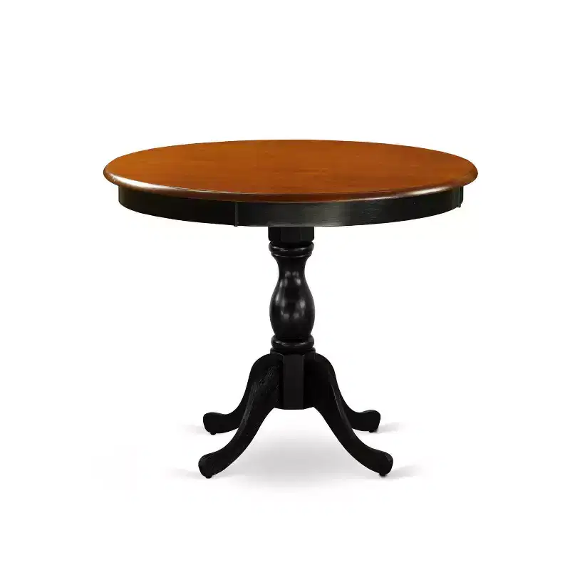 3-Piece Black and Cherry Finish Solid Wood Top - Button Tufted Dining Room Set - Seats 4