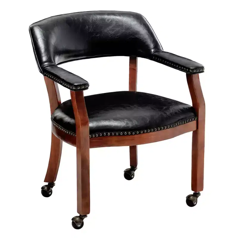 Vegan Leather Armchair with Caster Wheels, 30.5