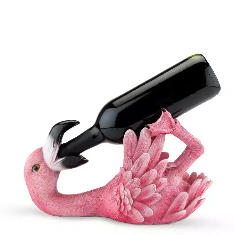 Flamingo Polyresin Wine Bottle Holder, Pink Bird Wine Rack