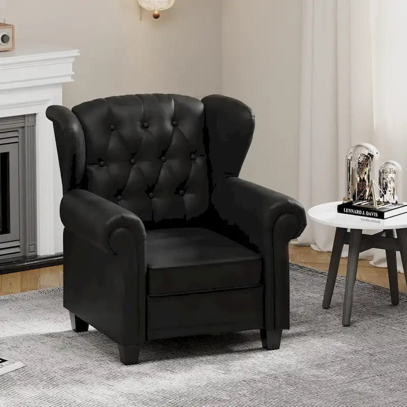 Black Adjustable Tufted Arm Chair with Sturdy Legs