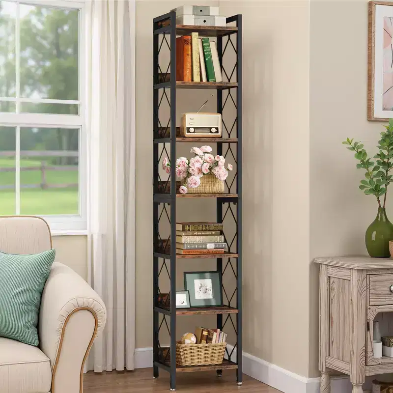 Versatile 7-Tier Bookcase for Books Decor Kitchen Bathroom Essentials