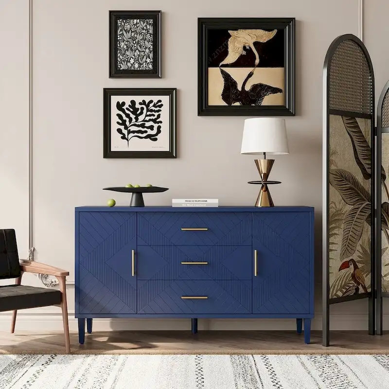 55 Stylish and Functional Buffet/Sideboard Cabinet with Carved Effect