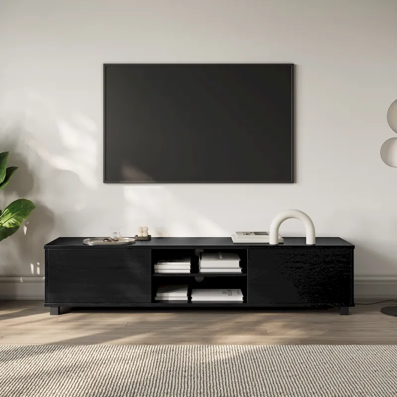 Low Profile TV Stand With Doors for TV's up to 85