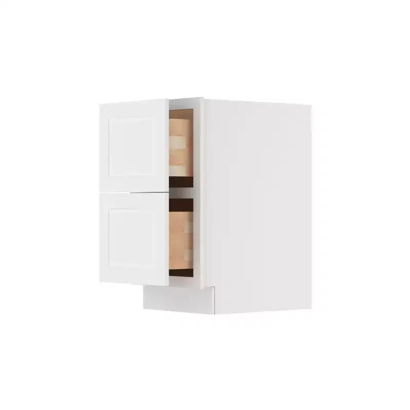 HOMLUX Easy-DIY Shaker White Ready to Assemble Drawer Base Kitchen Cabinet with 2 Drawers