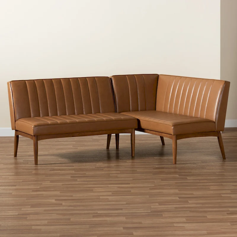 Daymond Mid-Century Modern 2-Piece Dining Nook Banquette Set