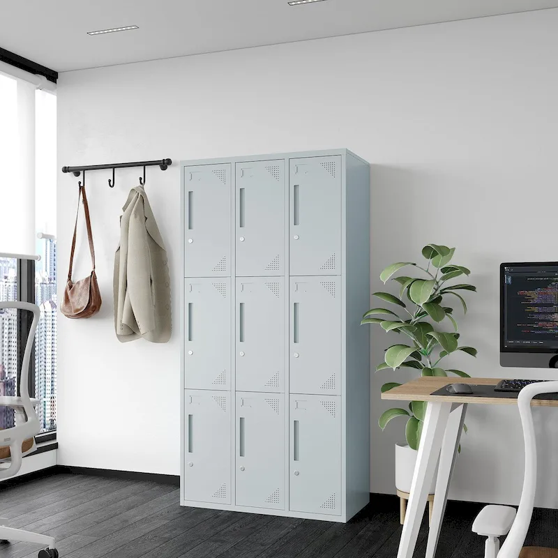 3 Tier 3-Wide Metal Locker with 9 Doors