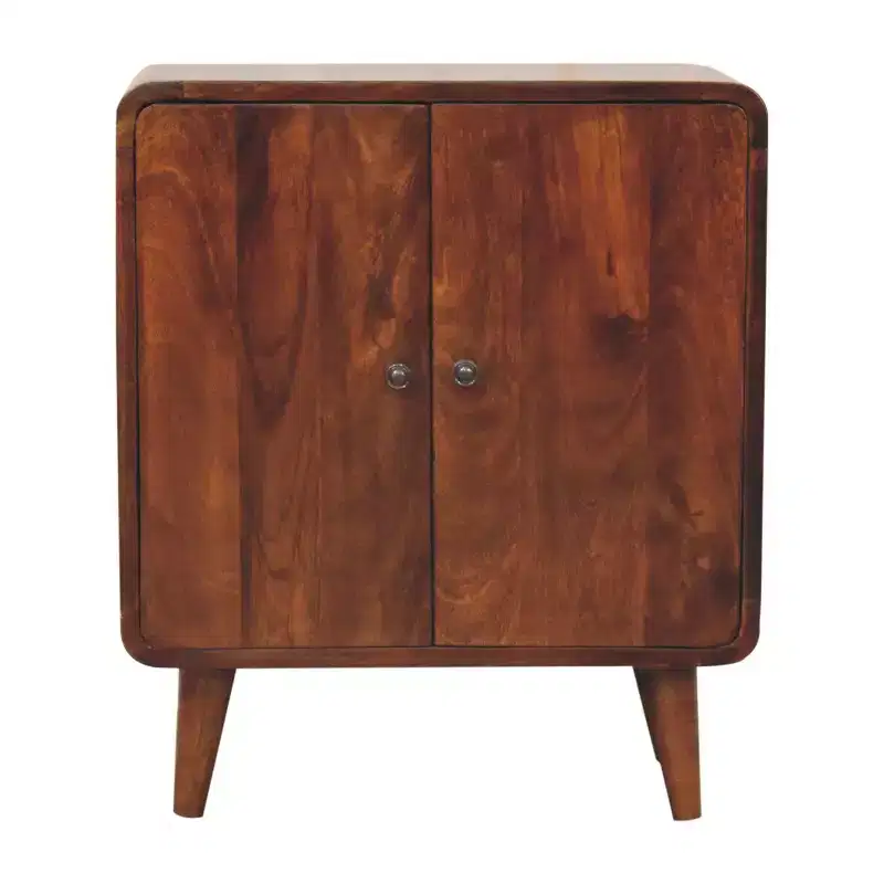 26 Brown Solid Wood Accent Cabinet With Two Doors