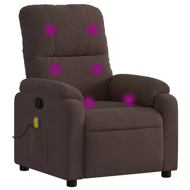 vidaXL Massage Recliner Chair - Brown Microfiber Lounger with Manual Recline, Vibration Massage, Comfort Padding and Side Pocket
