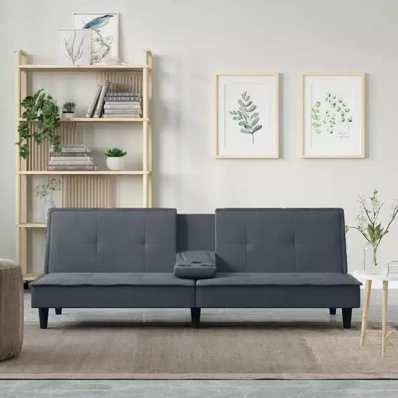 vidaXL Sofa Bed Convertible Sofa Bed with Cup Holders for Living Room Velvet