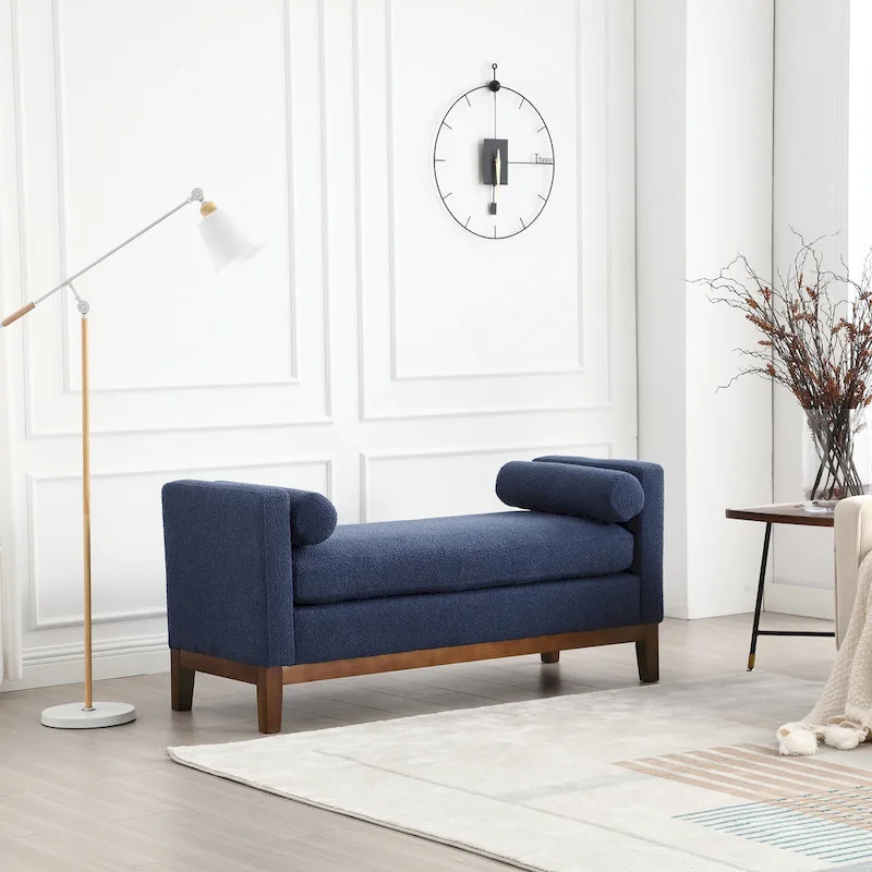 Upholstered Bench with Wood Legs