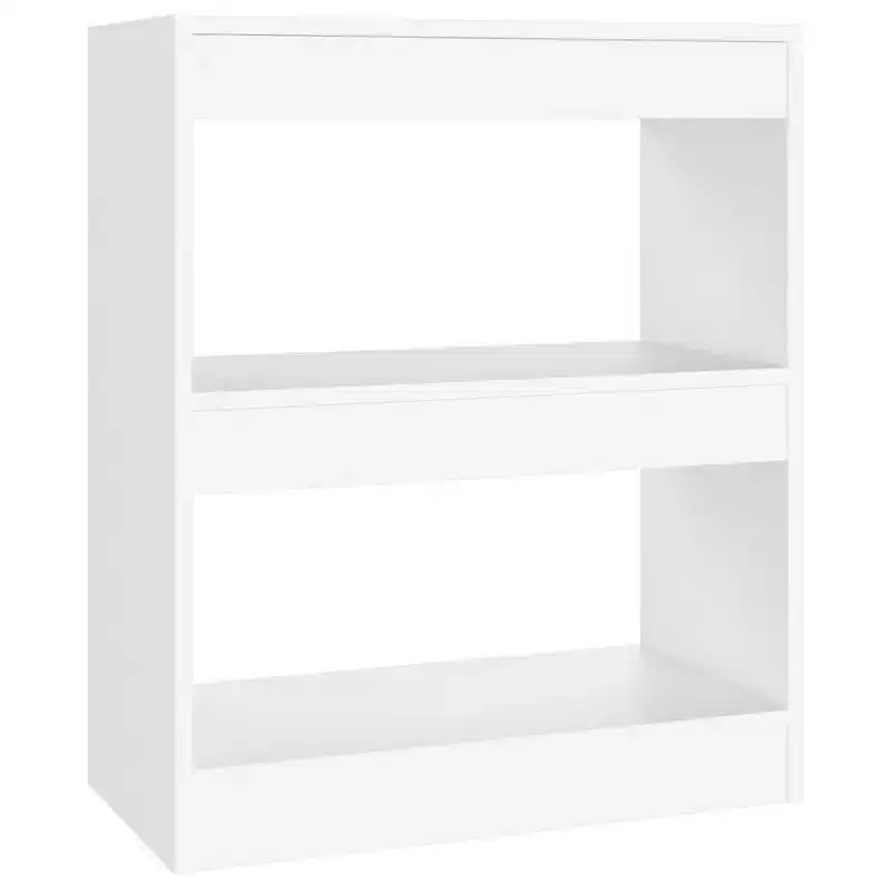 Book Cabinet White Engineered Wood – 2-Shelf Storage