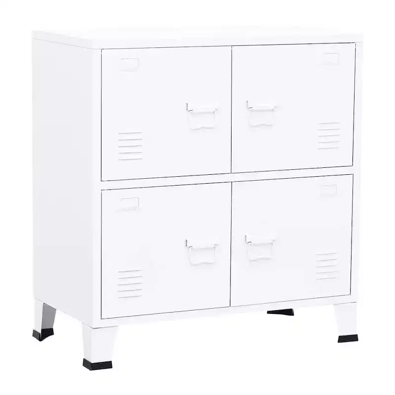 vidaXL Storage Chest White Steel, plastic 29.5x15.7x31.5 in - White 31.5