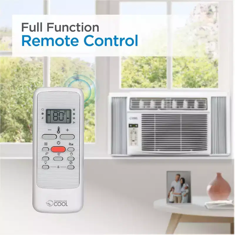 COMMERCIAL COOL CWAM145W6C 14,300 Remote Control and Adjustable Thermostat Window Air Conditioner, 14500 BTU, White