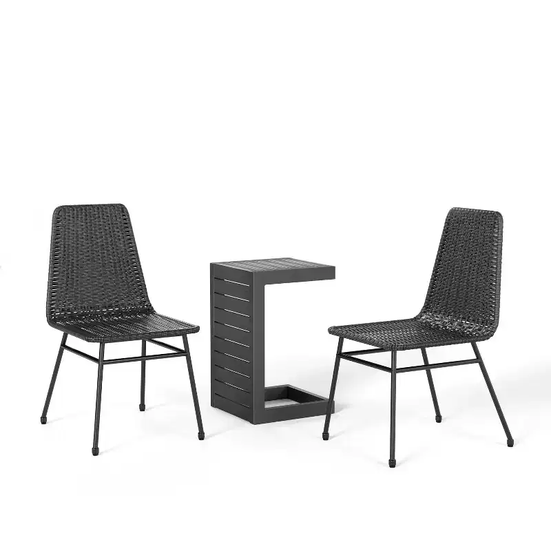 Christopher Knight Home Vanessa Outdoor Rattan and Metal 3 Piece Chat Set