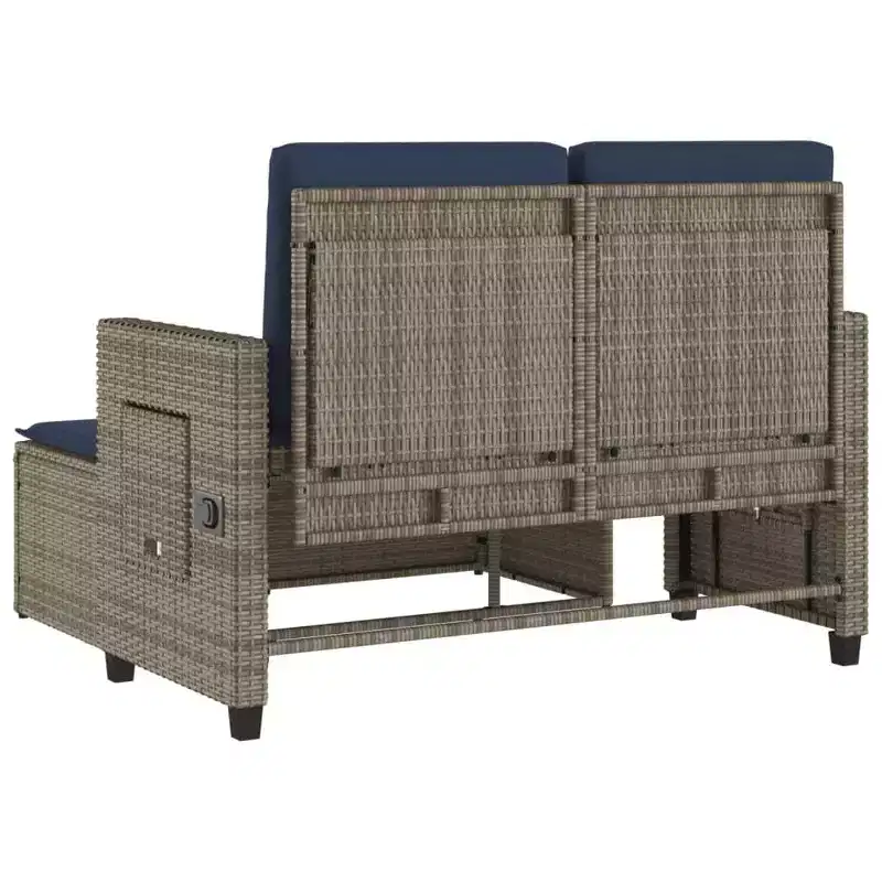 vidaXL Reclining Patio Bench with Cushions Seating Poly Rattan