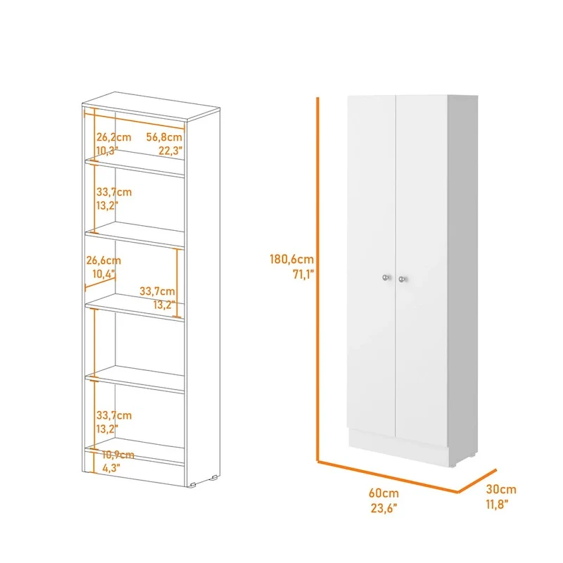 23.6 in. W x 71.1 in. H Freestanding Linen Cabinet with 5 Shelves