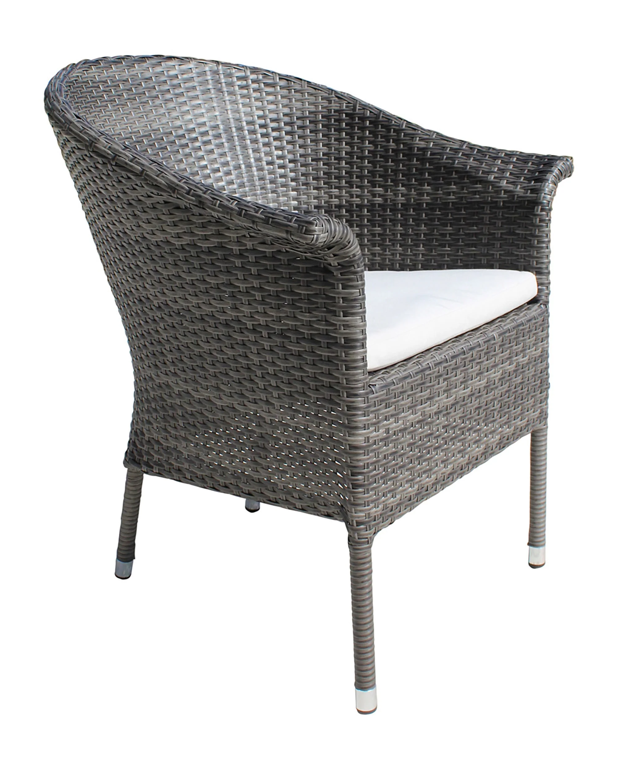 Outdoor Stackable Woven Armchair with Cushion in Grey