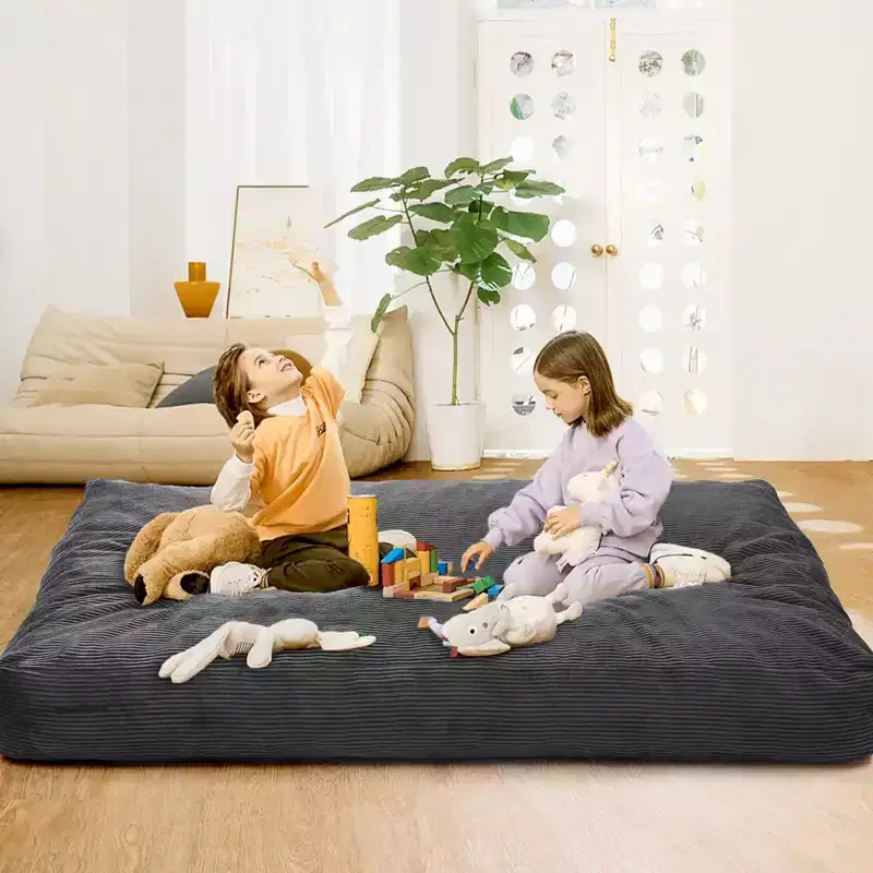 COZONY Convertible Bean Bag Chair Bed, 2-in-1 Corduroy Floor Sofa & Guest Mattress with Removable Cover