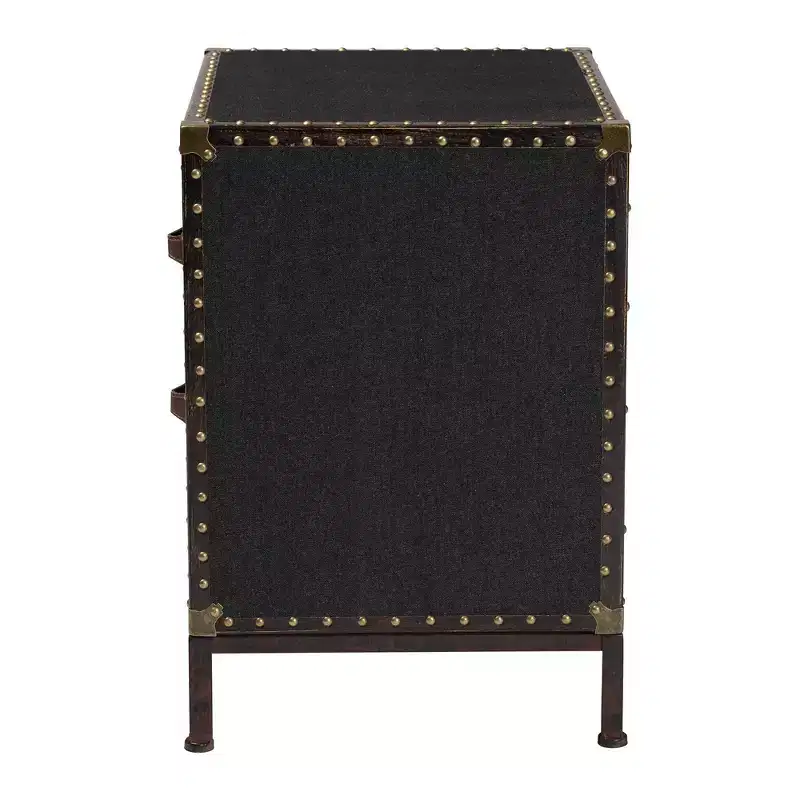 Canvas 2-Drawer End Table Trunk Black/Brown