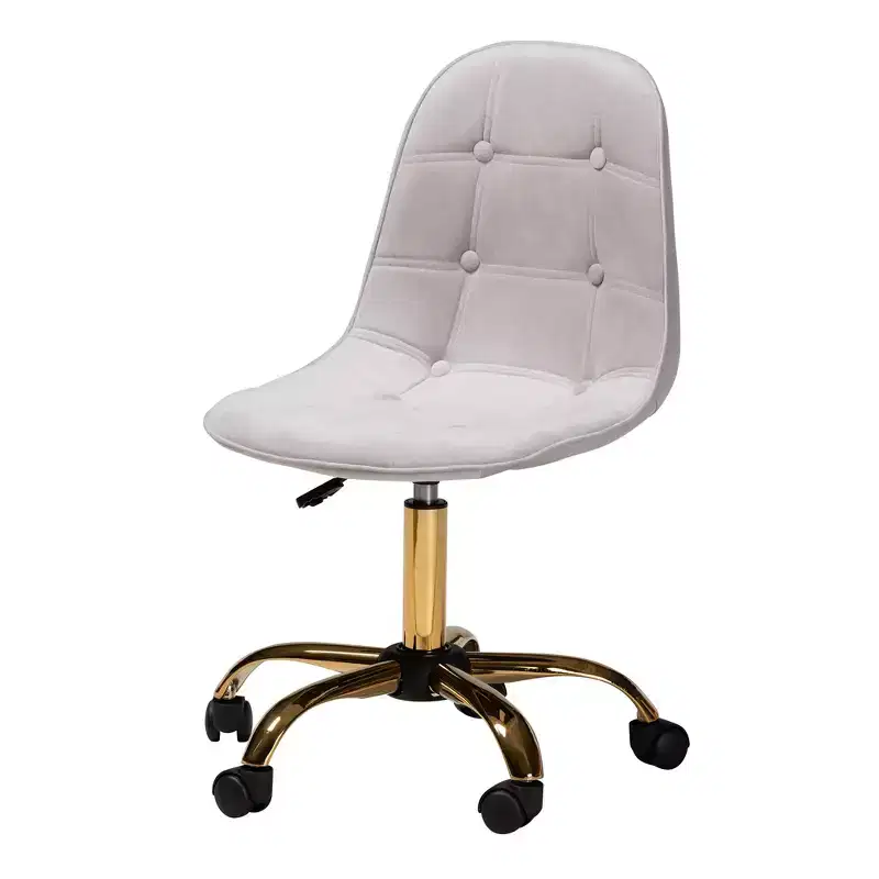 Baxton Studio Kabira Contemporary Glam and Luxe Velvet Fabric and Metal Swivel Office chair