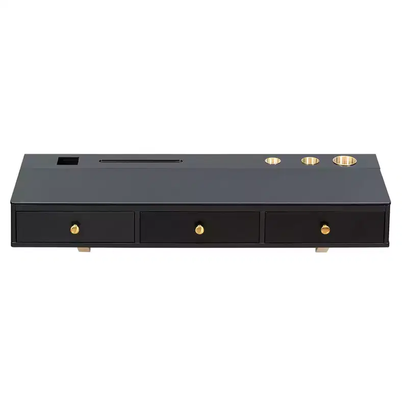GO 47 Floating Shelf with Drawer, Multi-Purpose Wall-Mounted Vanity Table, Mounted Desk