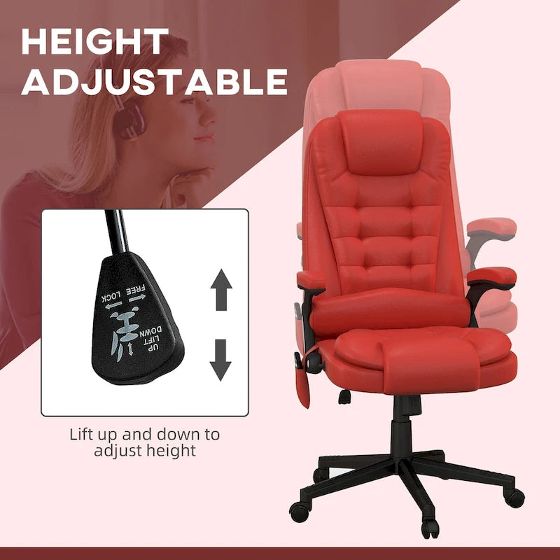 High Back Vibration Massage Office Chair with 6 Vibration Points, Beige