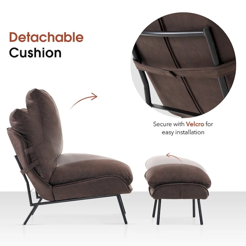 MCombo Accent Chair with Ottoman, Leathaire Fabric LW951
