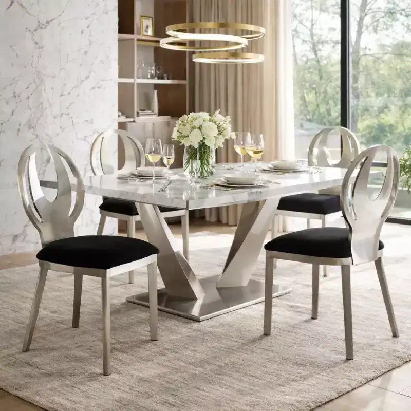 Royal Hampton Contemporary Side Chair With Black Microfabric Seat, Set of 2