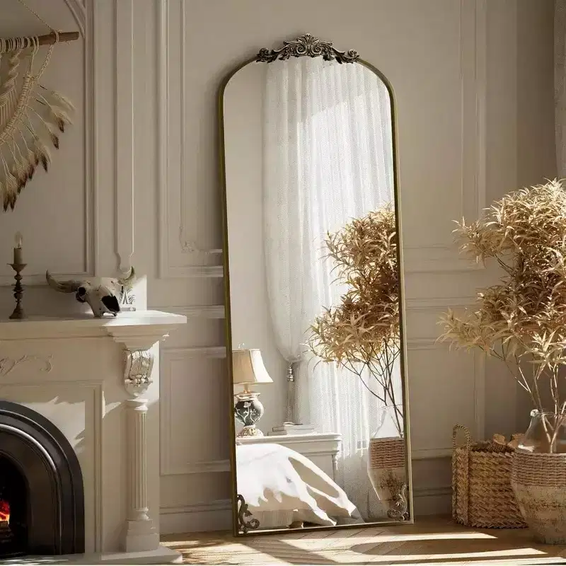 56x21 Arch Mirror - Vintage Baroque Full Length. Hang or Lean for Entryway, Fireplace, or Bathroom
