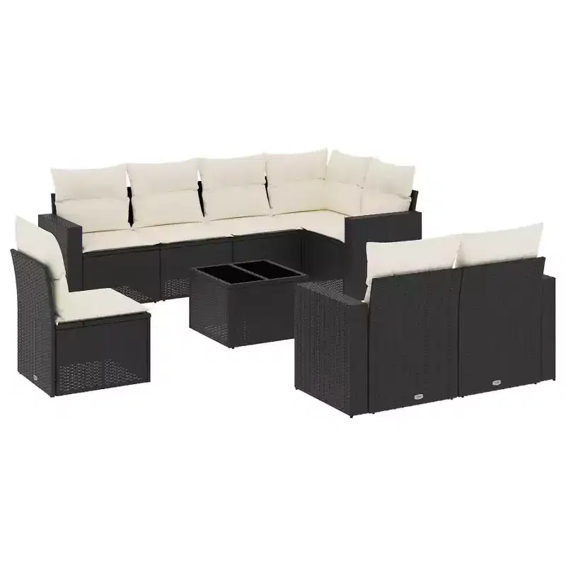 vidaXL Garden Sofa Set Black and Cream