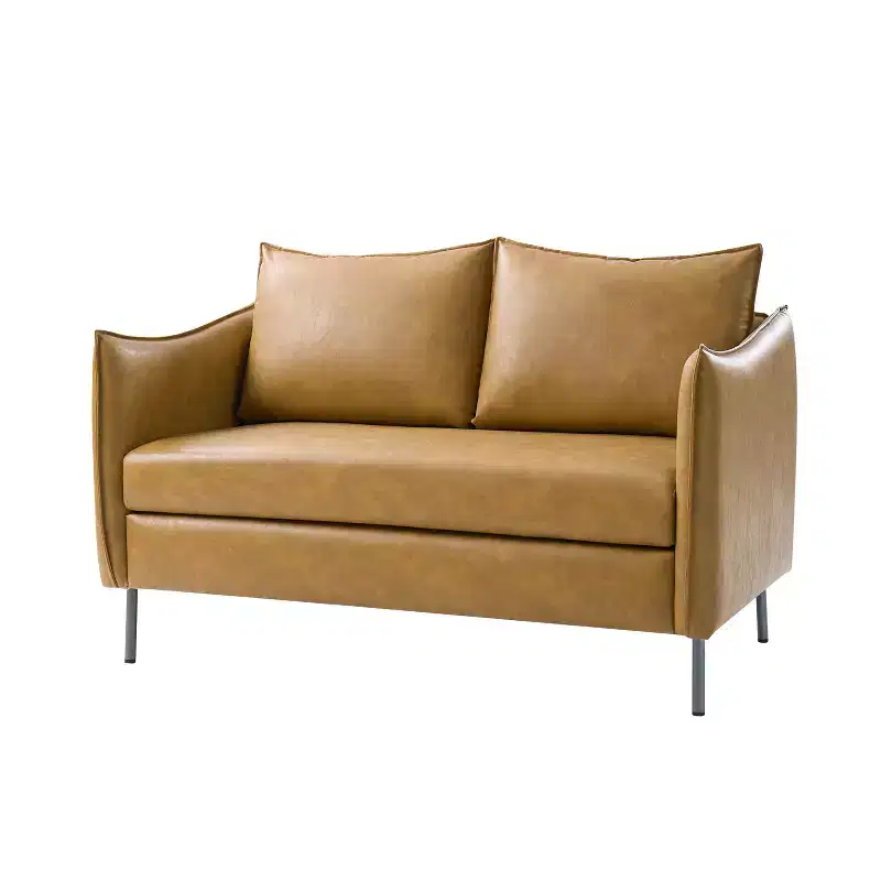 Modern modern Industrial Upholstered Leather Loveseat with Metal Legs