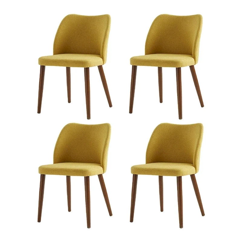 Solid Wood Dining Chair Set of 4 with Curved Backrest