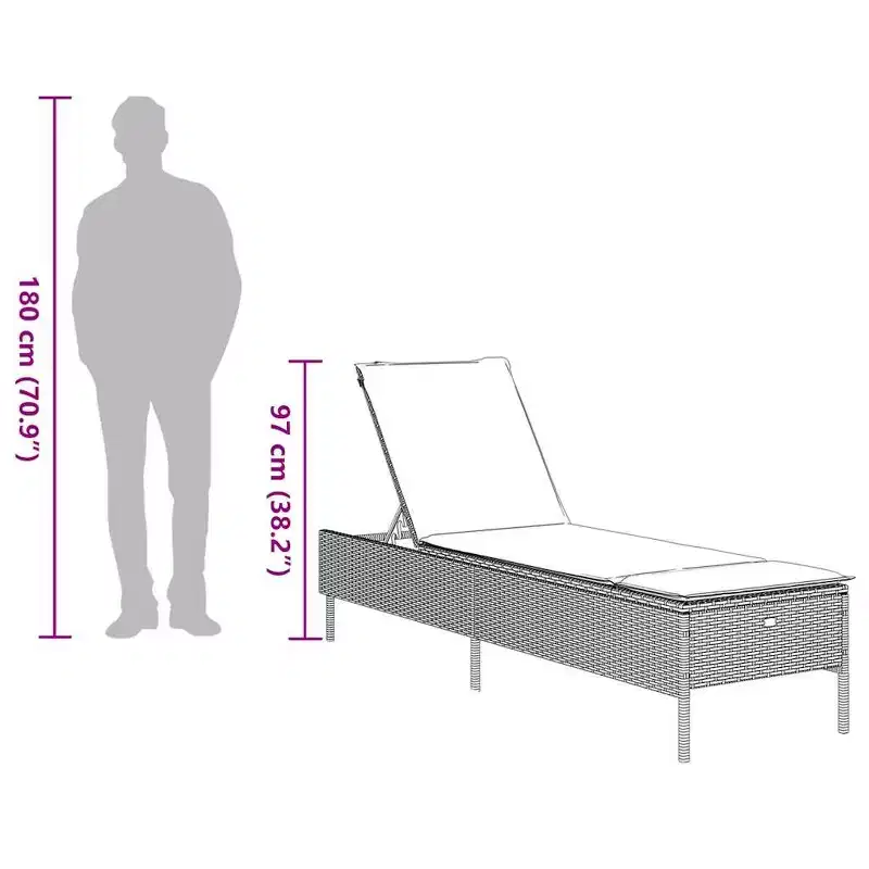 vidaXL Patio Sun Lounger Set PE rattan Extra Long Removable Covers