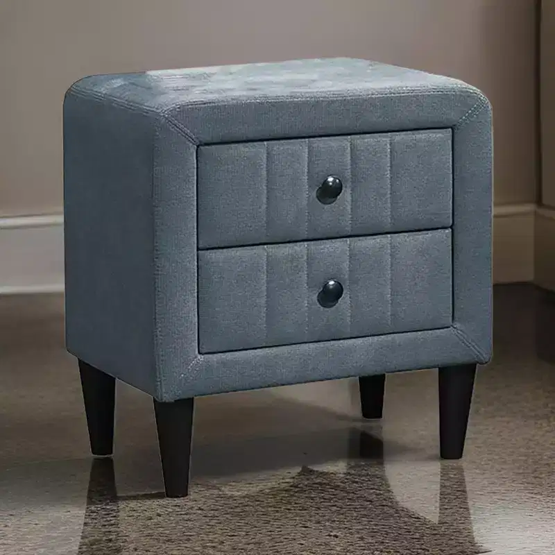 Royal Hampton Nightstand, 2 Drawer, 22 Inch Slate Gray Brushed Linen Upholstery