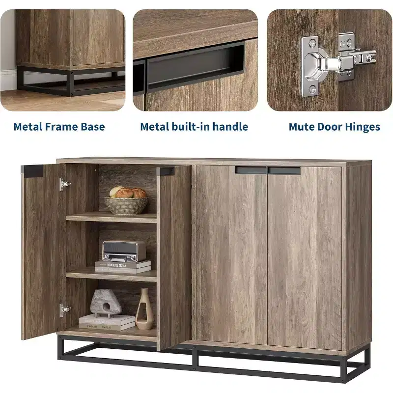 Sideboard Buffet Cabinet, 55 Large Kitchen Accent Modern Storage Cabinet with 2 Drawers and 4 Doors
