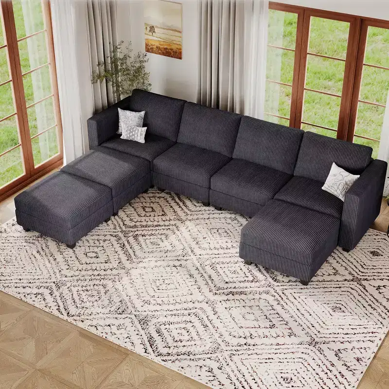 Belffin Modular Sectional Couch with Storage Ottoman U Shaped Corduroy Sectional Sofa with Chaise Convertible Modern Sectional Sofa Couch
