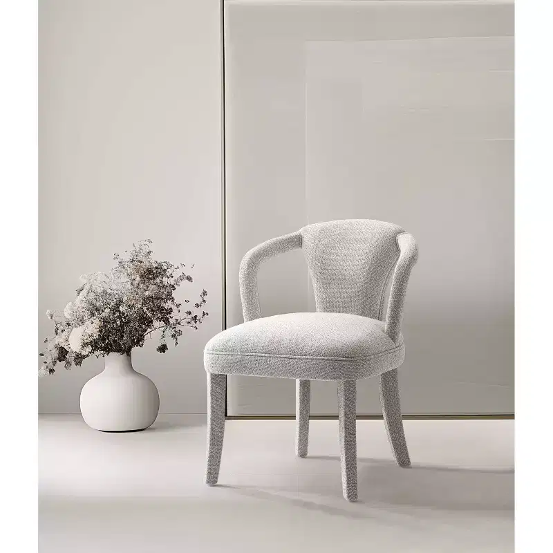 Manhattan Comfort Palmer Modern Tweed Upholstered Dining Armchair Silver Lining