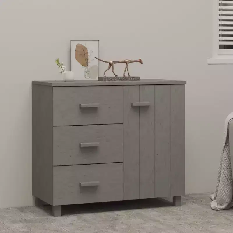 vidaXL Sideboard Buffet Cabinet with Storage for Kitchen HAMAR Solid Pinewood - Light Gray