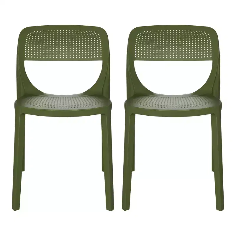 WestinTrends Playa Modern Stackable Plastic Resin Patio Dining Side Chair (Set of 2)