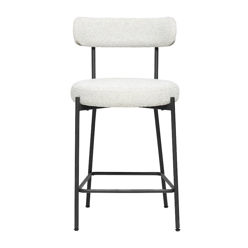 Boucle Upholstered Counter Stool with Steel Frame
