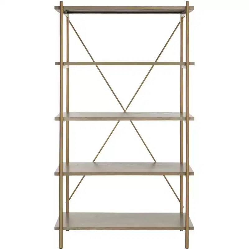 Rigby 5 Tier Etagere - ETG6206 - Rustic Oak/Gold - Safavieh