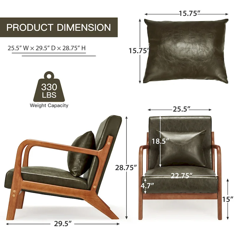 AECOJOY Mid Century Modern Living Room Reading Comfy Lounge Chairs