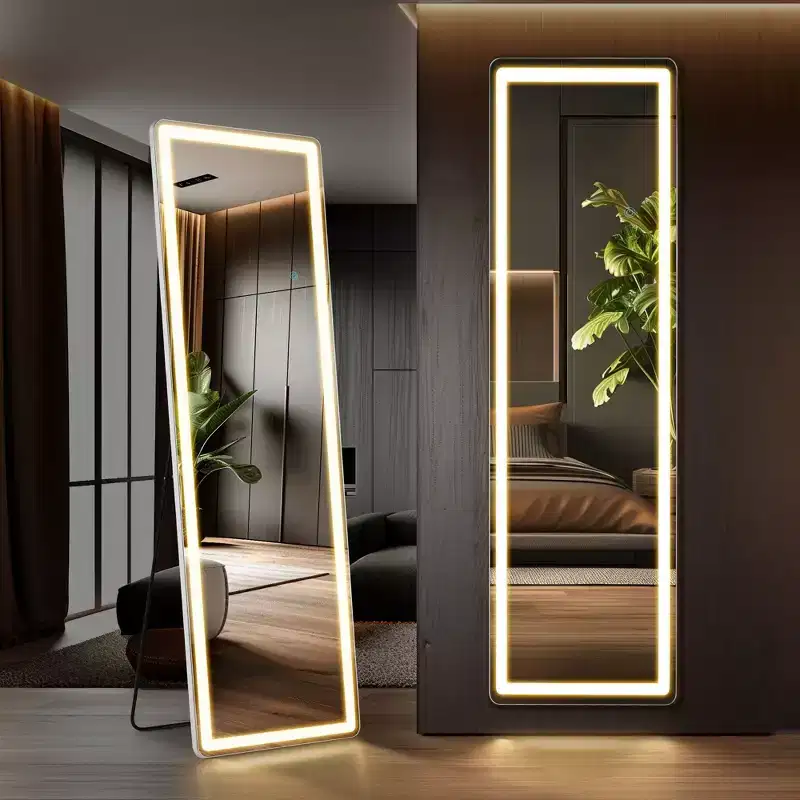 Floor Standing Illuminated Mirror with 3-Color LED Light, Bracket Included